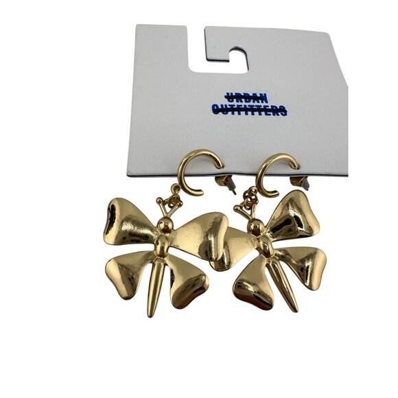 Urban Outfitters Gold Butterfly Earrings Statement Jewelry - Picture 1 of 4